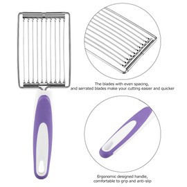 KooingTech Potato Cutter, Boiled Egg Cutter with Handle, Tomato Slicer, Stainless Steel, Lunch Meat, Ham Cutter (Purple)