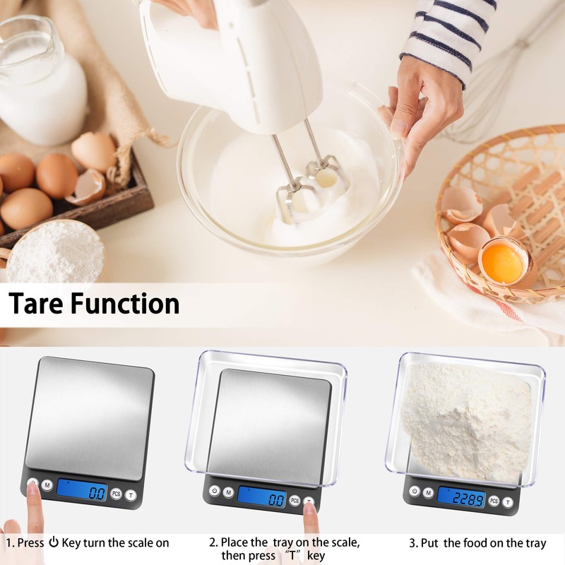 Fuzion Digital Kitchen Scale 3000g/ 0.1g, Pocket Food Scale 6