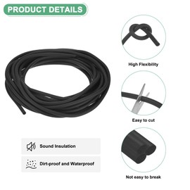 M METERXITY 1-Pack Backer Rod, 1/3 Inch x 33 ft Foam Rubber Caulk Saver Concrete Expansion Joint Filler Driveway Crack Filler for Gaps/Joints/Driveway/Wall Cracks [Black]