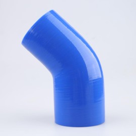 AC PERFORMANCE ID 3" to 2.75" (76mm to 70mm), 45 Degree Elbow Reducer Coupler, Leg Length 3.5" (90mm), 3-Ply Reinforced, Universal Automotive Silicone Hose, Blue
