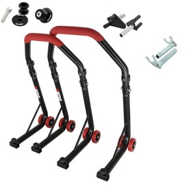 SEFIS D18 Motorcycle Stand Set M8 Prism Bushings Front and Rear Wheel Motorcycle Jack Service Stand Front and Rear Motorcycle Mounting Stand (Red, for Ducati Monster Multistrada V4)