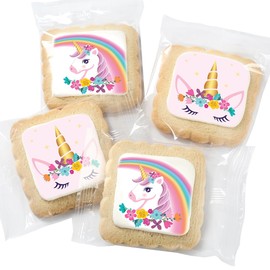Unicorn Cookies Individually Wrapped Bulk For Kids Theme Birthday Party Favors 24 Pack Bulk for Kids Party Sugar Cookie Rainbow Pink
