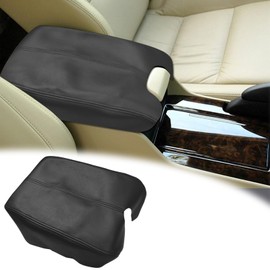 VKGUG Center Console Lid Armrest Cover Replacement Compatible with Honda Accord 2008 2009 2010 2011 2012 Leather Car Arm Rest Skin Upholstery Black (Only Leather Part)