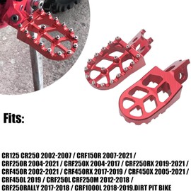 Adsspro Motorcycle CNC Foot Pegs Rests Footpegs For CR125 CR250 02-07 CRF150R 07-21 CRF250R 04-21 CRF250X 04-17 CRF250RX 19-21 CRF450R 02-21 CRF450RX 17-19 CRF450X 05-21 CRF450L 2019 Dirt Pit Bike