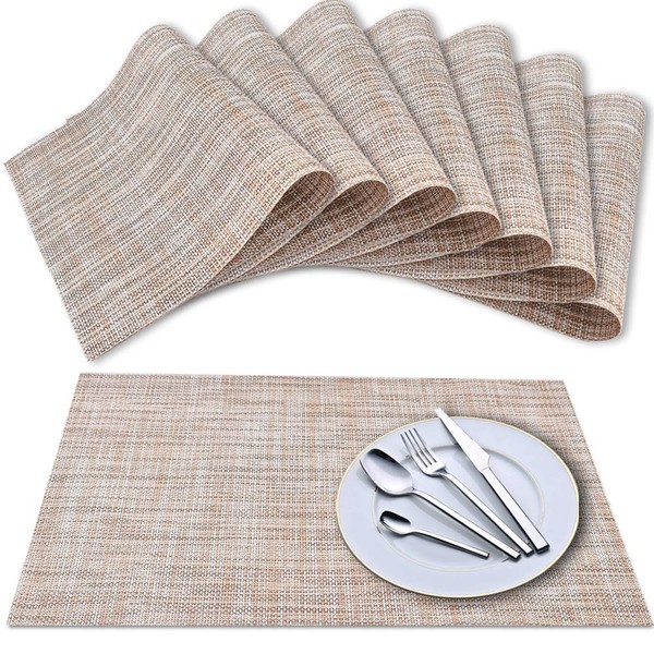 Newk Placemat, Crossweave Vinyl Woven Placemats, Non-Slip Insulation, Washable Placemats