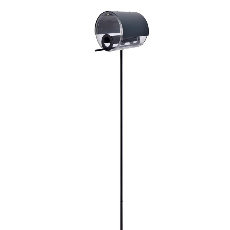 MeLiTec Stainless Steel Bird Feeder Station Barrels Silver/Black Matt Black