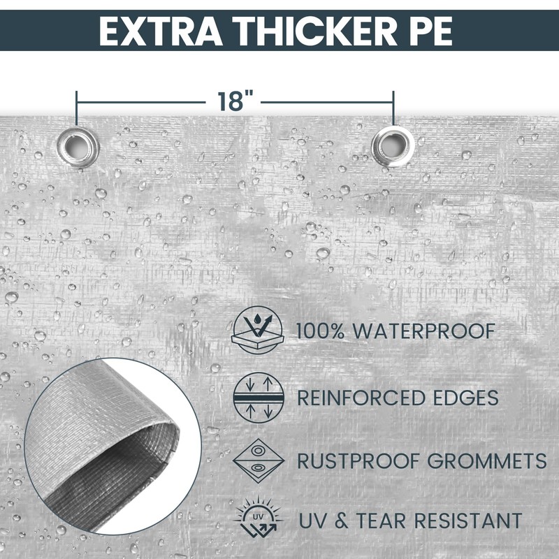 TICONN Heavy Duty Tarp Cover, Extra Thick Tarps Waterproof Tear
