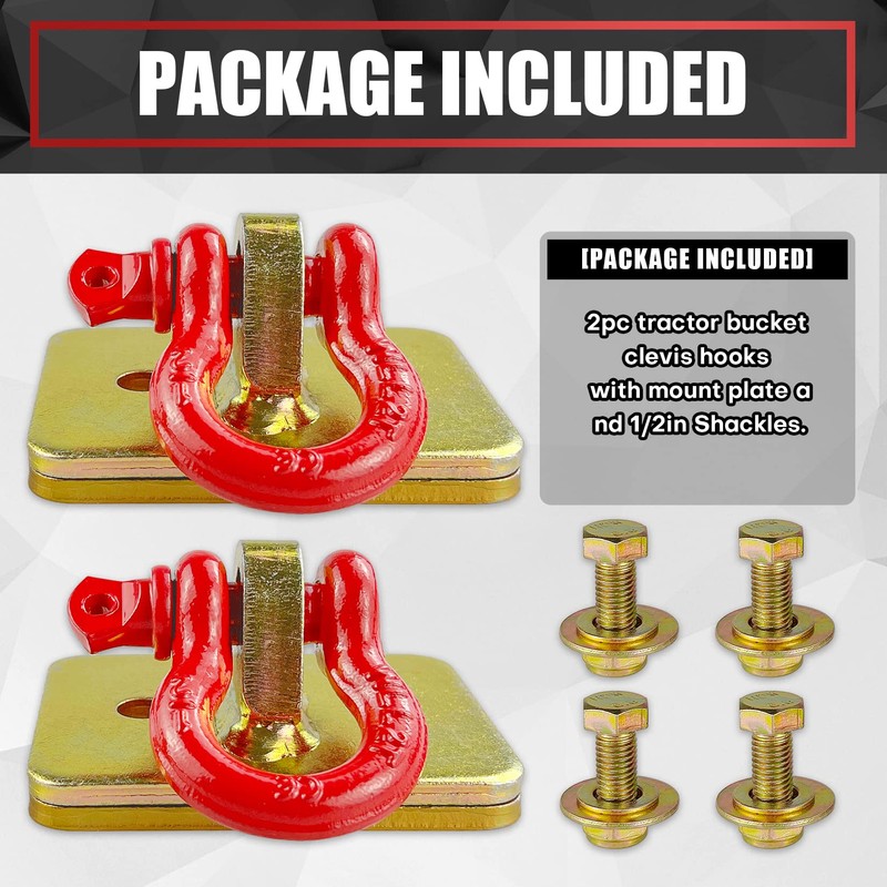 VIAGL 2pcs Bolt on Tractor Bucket Grab Clevis Mount Hooks