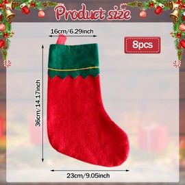 Pack of 8 Christmas Stockings, Santa Socks for Hanging, Christmas Tree Socks, Christmas Stocking for Fireplace, Christmas Tree Fireplace Decoration, Christmas Decoration American Candy Bag, Santa