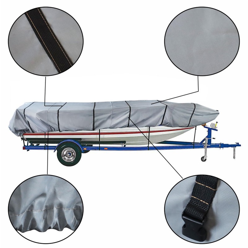 munirater 12FT 210D Grey Boat Cover Heavy Duty Trailerable Replacement