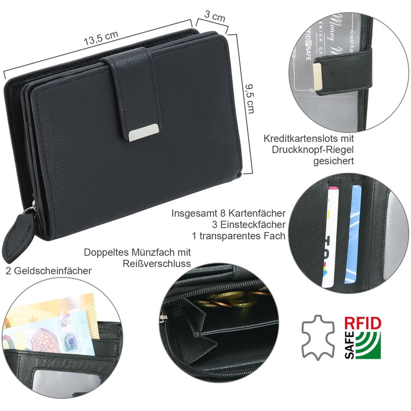 Money Maker Women's Leather Wallet Handy Folding Purse with Multiple