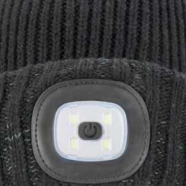 SEALSKINZ | Heydon | Unisex AQUASEALZ® Waterproof Cold Weather LED Roll Cuff Beanie Hat |Everyday & Outdoor Activities | Fleece Lining Black