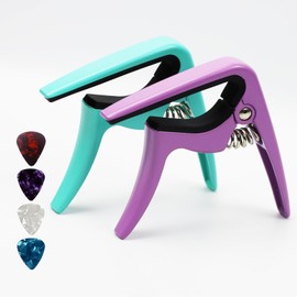 Ukulele Capo, 2 Pack Capos for Ukulele Soprano, Concert, Tenor, Baritone Ukulele (Green + Purple)