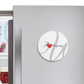 Unbranded I Love Wyoming USA Travel Slogan | 4'' X 4'' Round Decorative Magnet