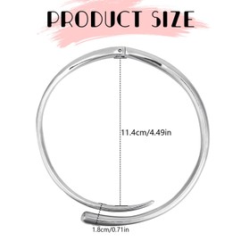 Mikovivi Chunky Choker Collar Necklace for Women, Silver Teardrop Necklace Spring Open Cuff Choker Metal Statement Jewelry for Women Gift