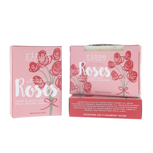 Rinse Bath & Body Rose Soap Bar - Handmade Natural