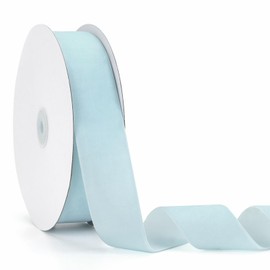 Jeuhoue Cinta de terciopelo azul claro, 2 pulgadas x 20 yardas, perfecta para envolver regalos de Navidad, ramos florales, decoración del hogar, decoraciones de fiesta DIY (2 pulgadas x 20 yardas)