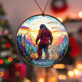Big Foot Ornament for Nature Lovers, Unique Big Foot Gifts and Ornaments for Christmas Trees, Forest Scene Holiday Decor, Sasquatch Decorations, Funny Tree Ornament for Outdoor Fans, Funny Gifts