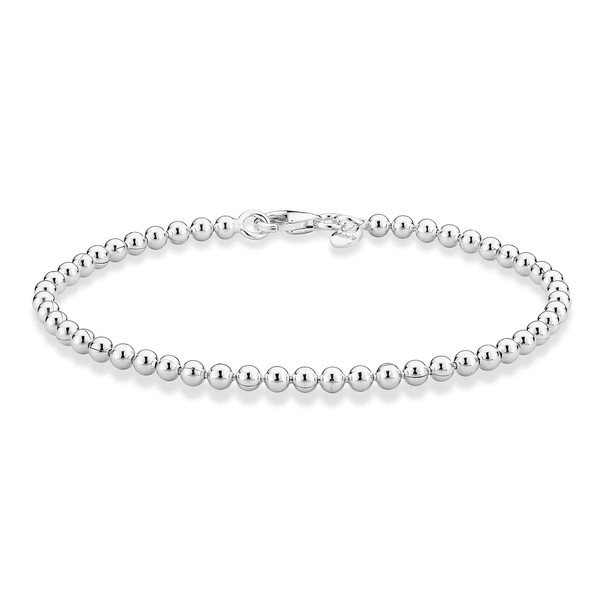 Miabella 925 Sterling Silver Italian Handmade 3mm Bead Ball Strand