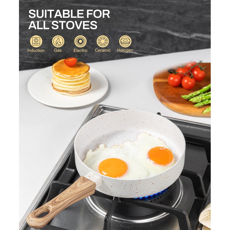 MICHELANGELO Small Frying Pan Nonstick - 6 Inch Single Egg
