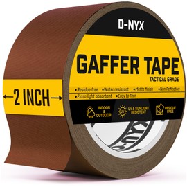 D-NYX Gaffer Tape 2 Inch x 1 Pack Brown Gaff Tape, No Residue Multipurpose Heavy Duty Gaffers Tape, Matte Finish Non-Reflective Waterproof Real Professional Grade Brown Gaffer Tape