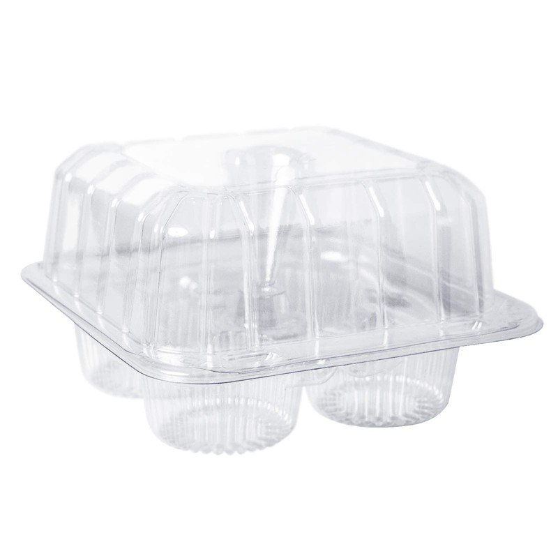 [15pcs]Clear Cupcake Boxes 4 Cavity Holder,ONE MORE Large 4 Compartment