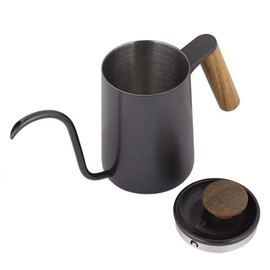 Fdit 600 ml Fashion Stainless Steel Handle Drip Coffee Pot Long Gooseneck Spout Kettle Reusable Packaging socialme-eu(Black)