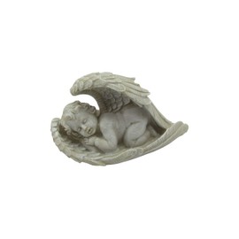 Comfy Hour Praying Angel Statue Collection Resin Cherub Angel Sleeping in Wing Statue Perfect for Home Or Outdoor Garden, Gray