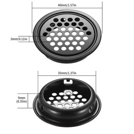 Pack of 32 Ventilation Grille Stainless Steel Round, 35 mm Black Round Ventilation Grille, Stainless Steel Ventilation Hole, Ventilation Grille Cover Exhaust Grille for Furniture Cabinets Kitchen