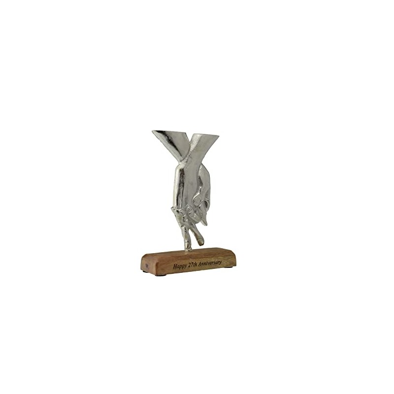 27th Anniversary Holding Hands Decoration – Free Standing Rustic Metal