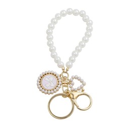 DONWOIE Pearl Keychain Wristlet with Pearl Metal Hook, Stylish Keychain for Bag Charms, Luxury Decorative Accessory,Cute Keychains for Girls Women