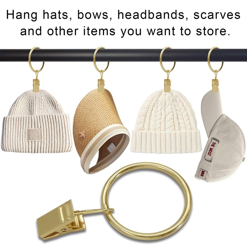 AMZSEVEN 40 Pack Curtain Rings with Clips, Drapery Clips Rings,