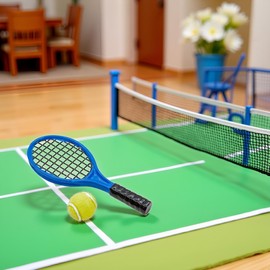 1 Set Blue and Green 1/12 Miniature Tennis Racket Racquet Dollhouse Accessories，Mini Tennis Racket，Dollhouse Décor,Toy Tennis Racket