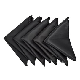 5-Pack Set Men's Solid Color Pocket Square Handkerchief - Diff Colors, Black, One Size
