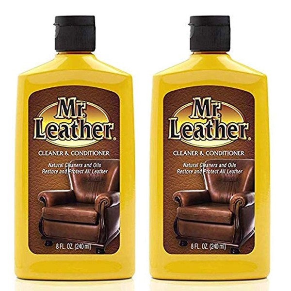 MR. LEATHER Leather Cleaner & Conditioner for Automotive, Upholstery, Leather Luggage and Bags (Liquid Pack of 2)