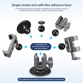 FANAUE SC-0380P Single Socket Arm Flex Holder Adhesive Base for RAM Mounts 1 inch Ball Head and Motorcycle Phone Mount, VHB Sticky Adhesive can Mounted on Windshields, Dashboards ect Car Accessories.