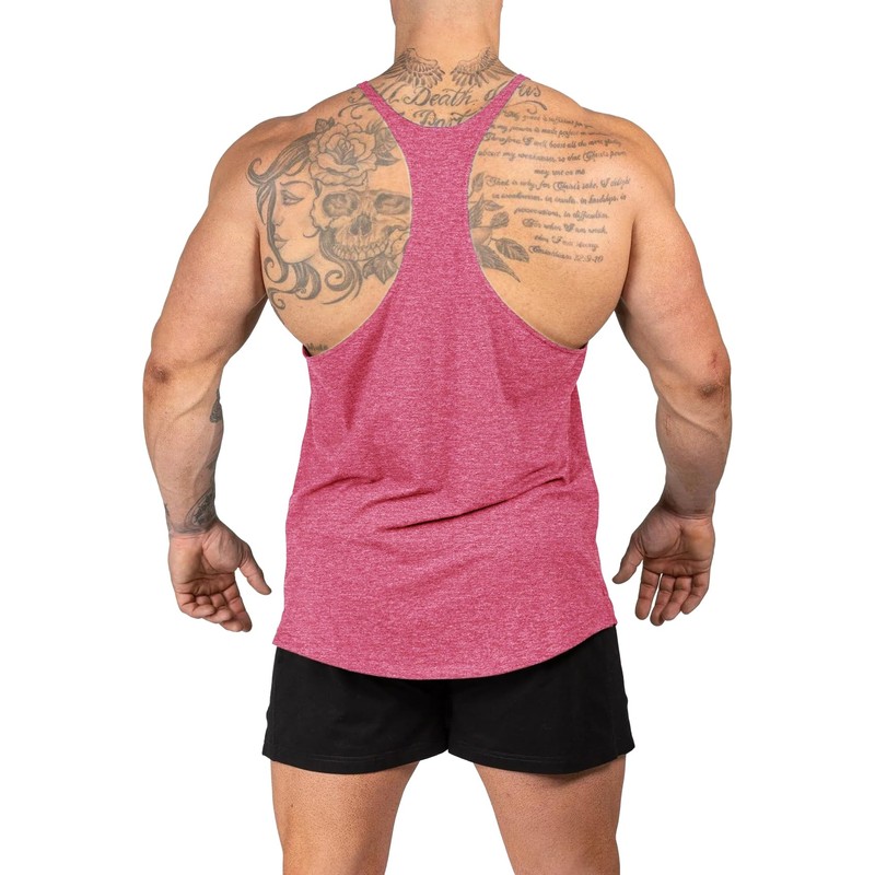 Muhshoiy Mens Stringer Bodybuilding Tank Tops Low Cut Off Y