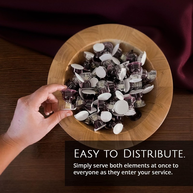 TrueVine Chalice Communion Cups and Wafer Set - Prefilled Cups