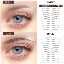 VERKSTAD 10 Sheets 110 Pairs 4D Hair-Like Waterproof Eyebrow Tattoos, Black Tattoo Eyebrows Sticker Pairs, Temporary Brow Tattoos Grooming Shaping Stickers in Arch Style for Women Black04