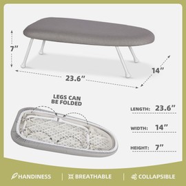 STORAGEIDEAS 24x14in Tabletop Mini Ironing Board with Foldable Legs, Portable Iron Board with Extra Wide Countertop, Small Ironing Board for Sewing, Crafting, Dorm, Small Spaces, RV, Travel - DKG