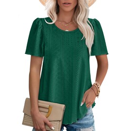 OFEEFAN Shirts for Women Dressy Casual Summer Tops for Women 2024 Womens Tops Summer Bright Green M