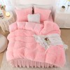 Litanika Pink Fluffy Comforter Full Size, Luxury Shaggy Faux Fur
