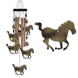Horse Wind Chimes Outdoor Decor - with 4 Tubes 4 Bells 5 Horses Wind Chime, Mobile Romantic Horse Wind Catcher, Garden Horses Windchimes for Home, Mom Gifts, Balcony, Tree, Festival, Garden Decoration