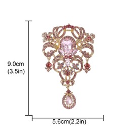 YOQUCOL Retro Pink Austrian Crystal Big Brooch Pin for Women Large Flower Shape Brooches Lapel Pins for Sweater,Coat Dress Accessories