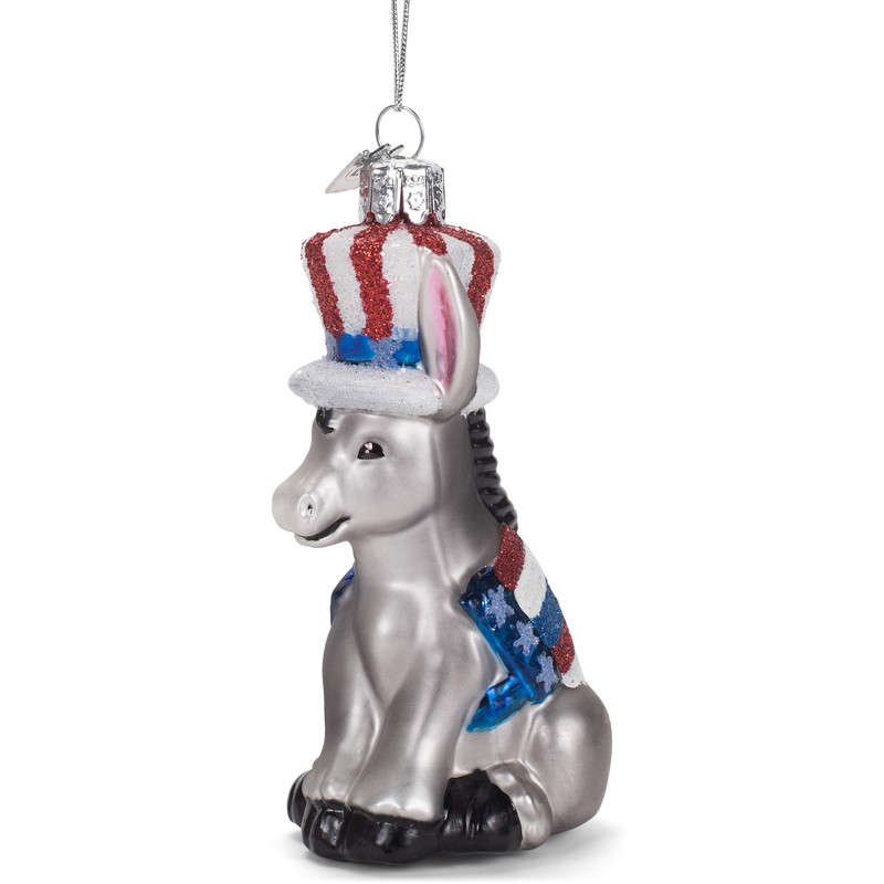 Kurt Adler NB1592 Noble Gems Political Donkey Hanging Ornament, 4-inch