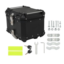 GXYWADY 45L-X Black Motorcycle Tail Box Top Case, Aluminum Alloy Motorcycle Top Case Tail Box with Wide Space & Cool Appearance Motorcycle Trunk Tour Tail Box Secure & Durable