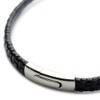 Silver One Leather Choker Men's Lattice Braided Locking Necklace, Black,