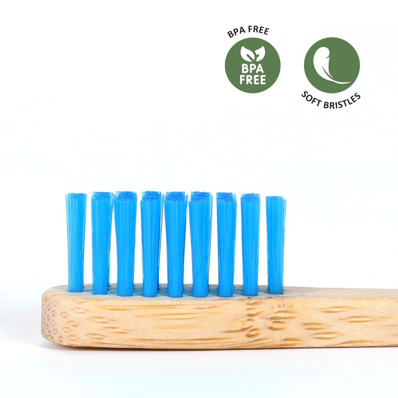 Isshah Kids Bamboo Toothbrushes Plant-Based Bristles Eco-Friendly Compostable Natural Toothbrushes