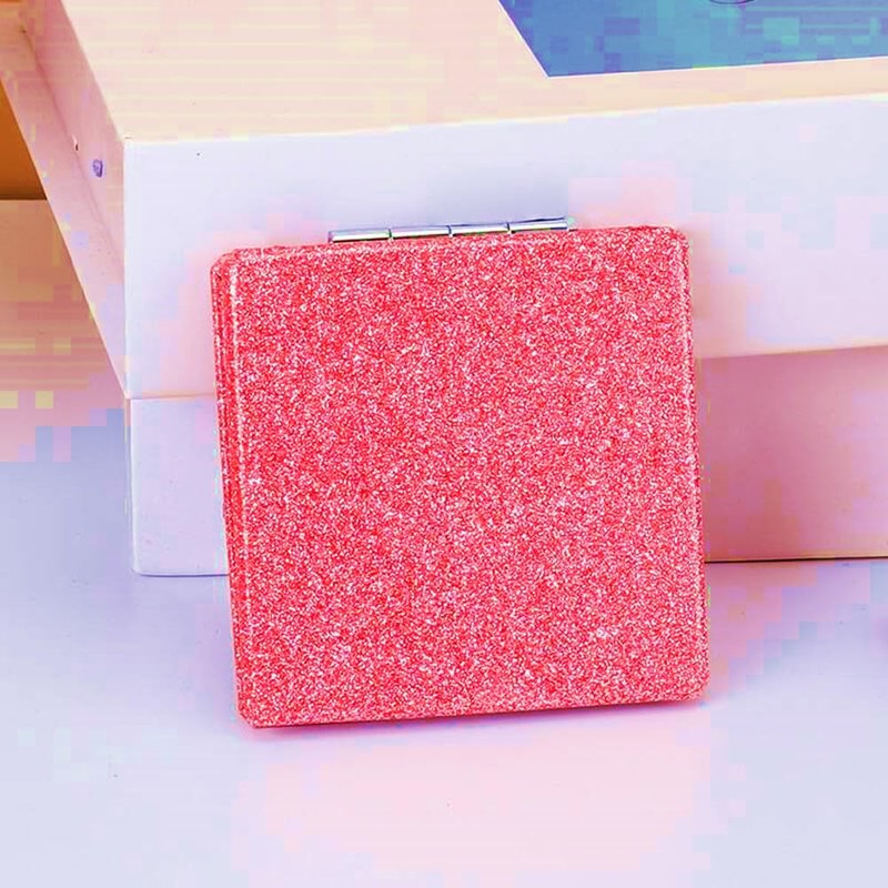 mpowtech Square Pink Compact Mirror for Women,Small Magnifying Travel Mirror