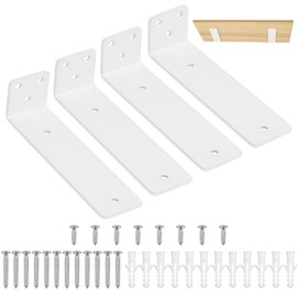Pack of 4 Shelf Brackets, White, 150 mm Shelf Wall Bracket, Shelf Bracket, L Shelf Bracket, Floating Heavy Duty Angle Wall Shelf Bracket Wall for Wall Mounting Shelf Board Bracket